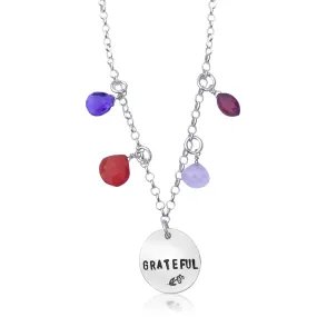 GRATEFUL Motivational Necklace with Healing Crystals