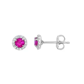 Irisa by Martin Binder Ruby & Diamond Halo Stud Earrings