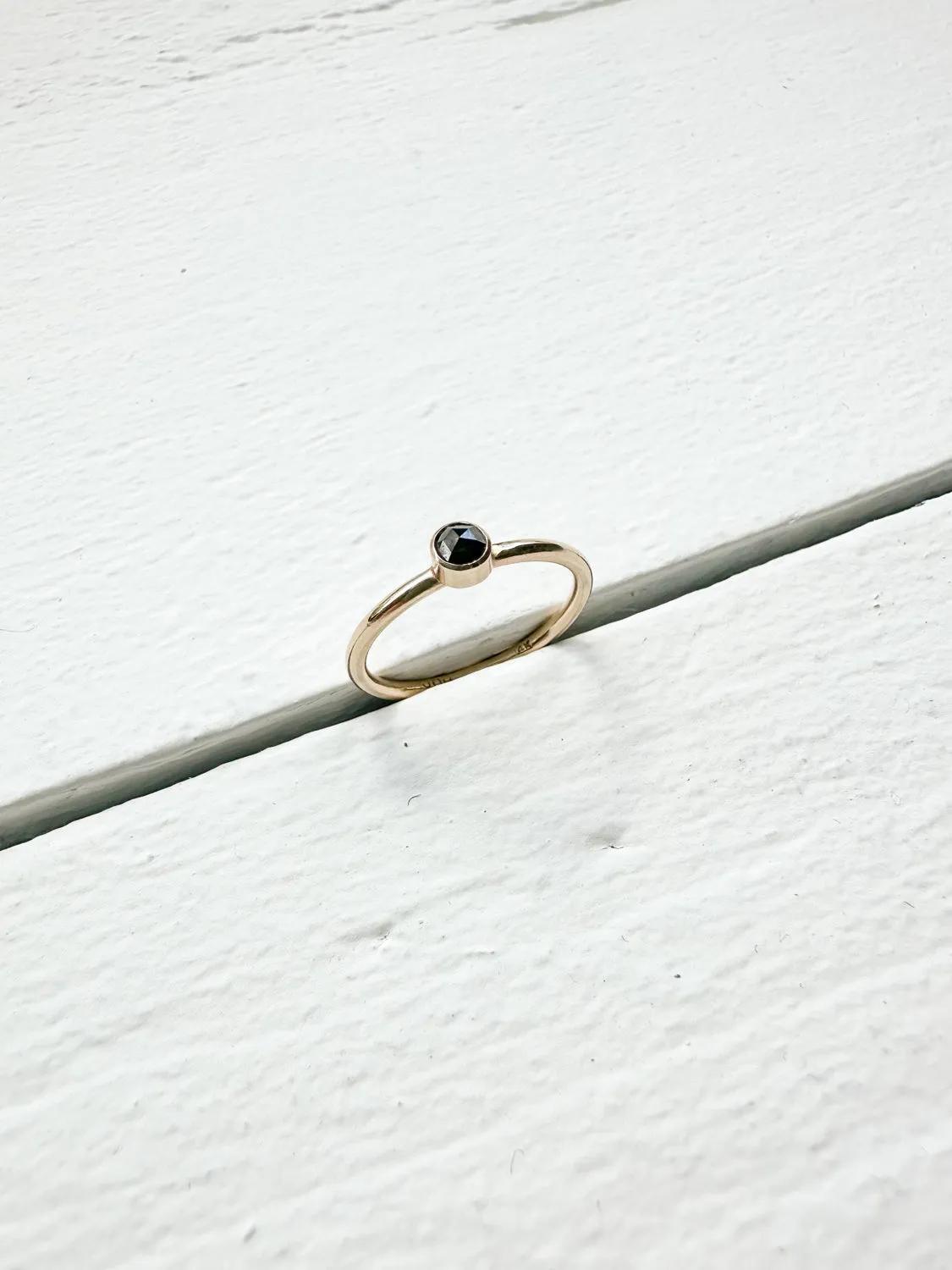 JANE HOLLINGER - 14k Yellow Gold ring with Rose Cut Black Diamond