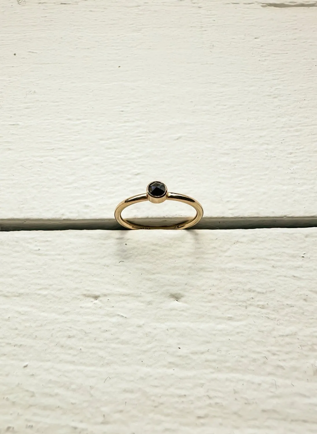 JANE HOLLINGER - 14k Yellow Gold ring with Rose Cut Black Diamond