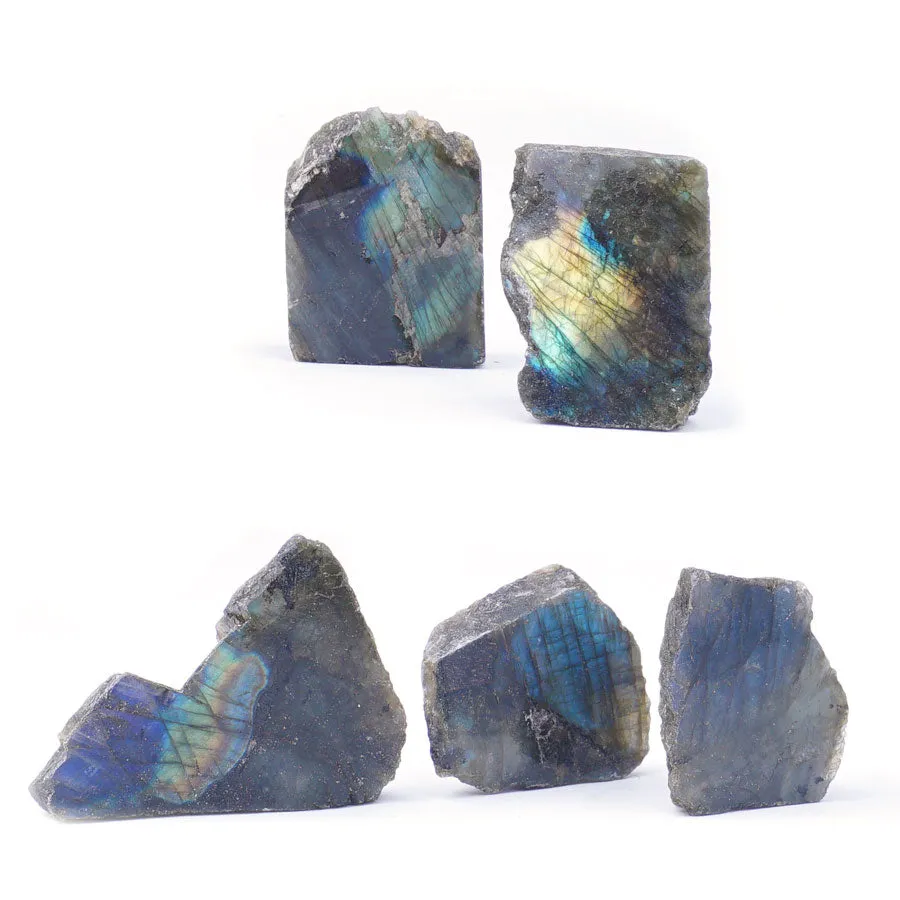 Labradorite Rough Medium 5 Piece Nugget Specimens 30x40mm-40x50mm (250-300 grams) - DS ROCK SHOP