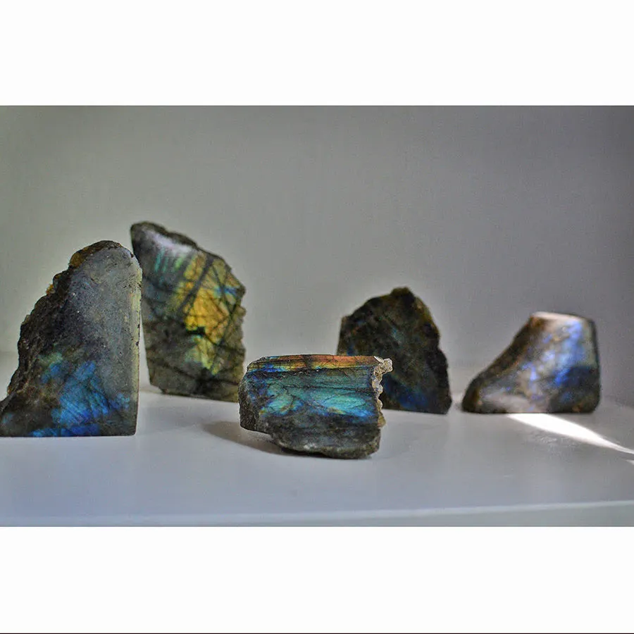 Labradorite Rough Medium 5 Piece Nugget Specimens 30x40mm-40x50mm (250-300 grams) - DS ROCK SHOP