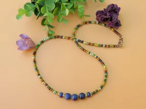 Lapis and Czech Boho Necklace