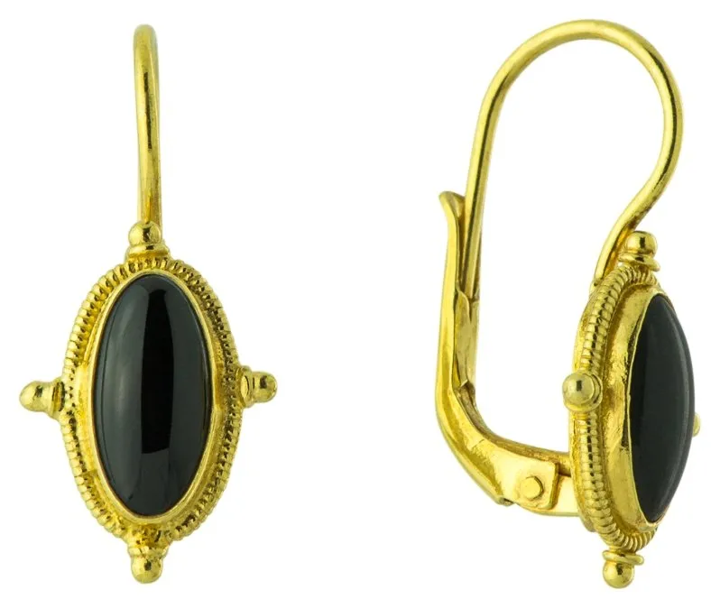 Lewis Carroll Onyx Screw Back Earrings