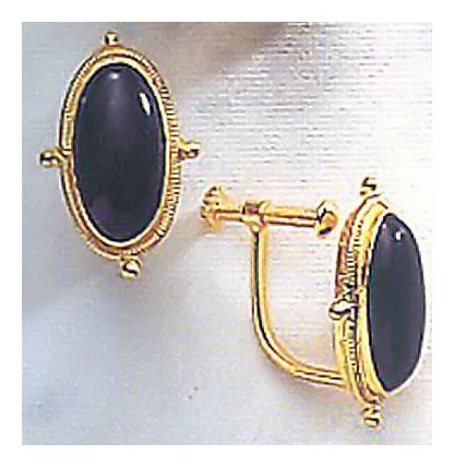 Lewis Carroll Onyx Screw Back Earrings