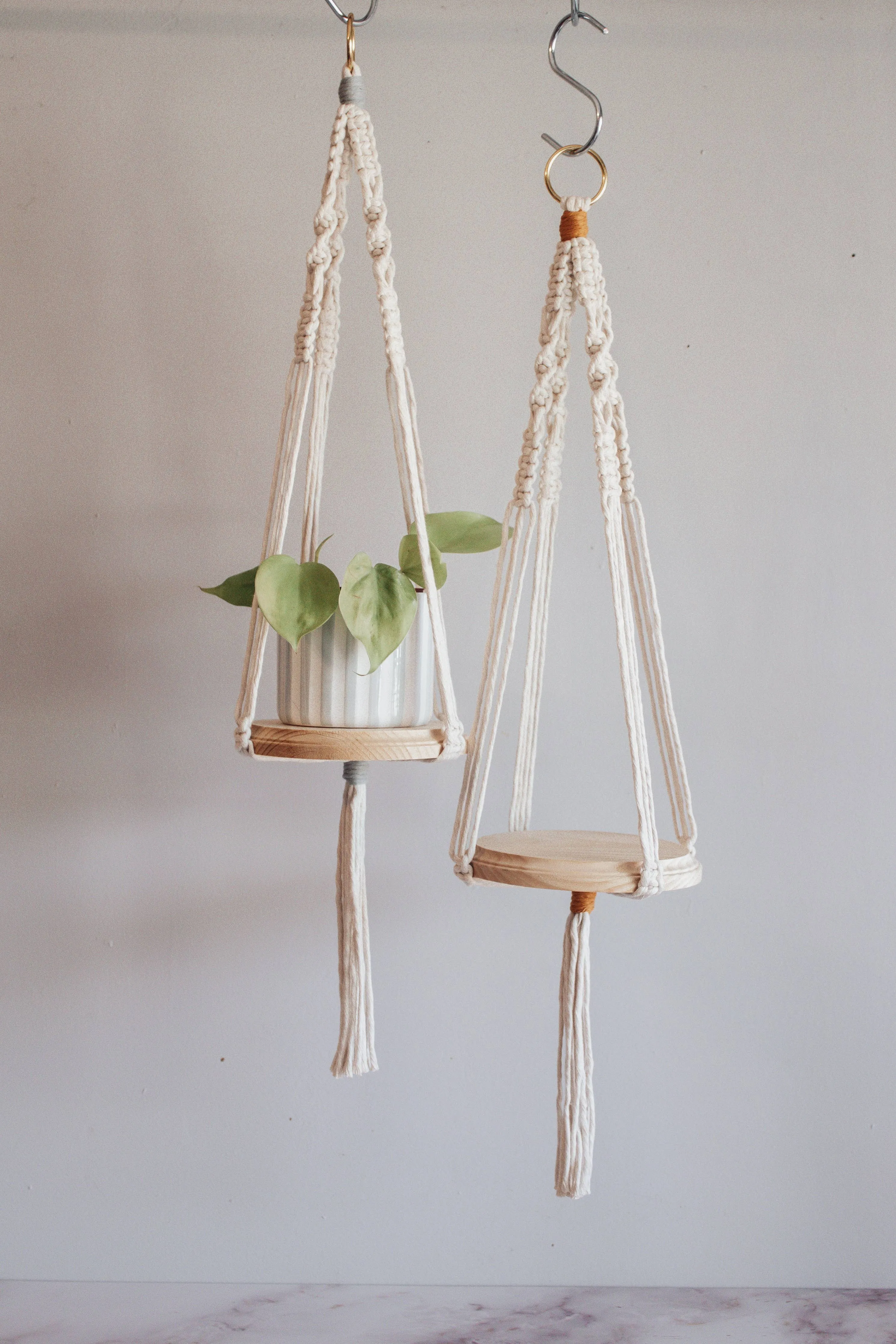 Macrame Hanger with Round Shelf