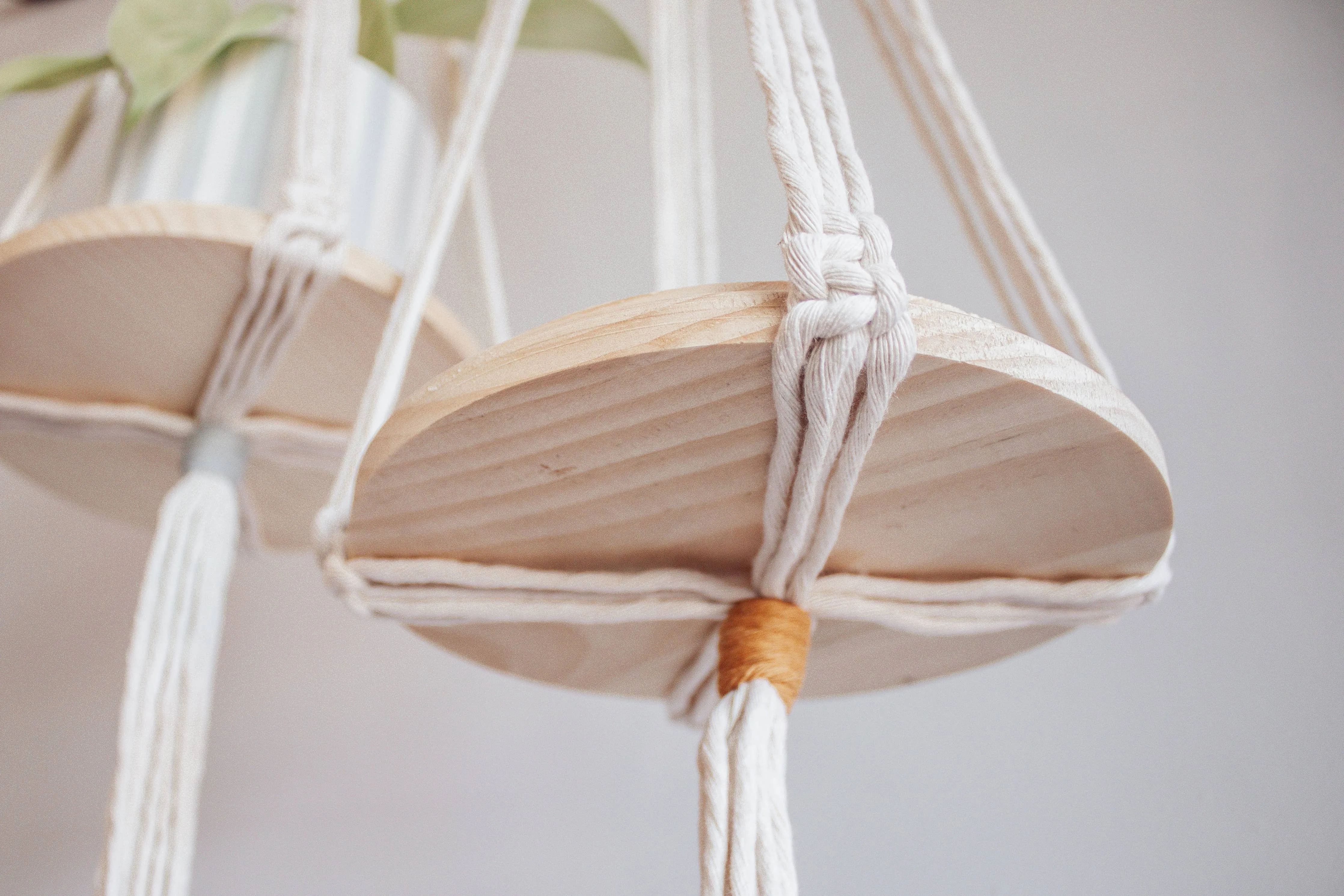 Macrame Hanger with Round Shelf