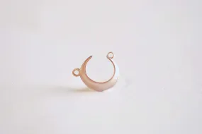 Matte Pink Wholesale Rose Gold Vermeil Crescent Moon Connector- 22k rose gold plated Sterling Silver,Moon Charm Pendant,Moon Connector Link Spacer,323