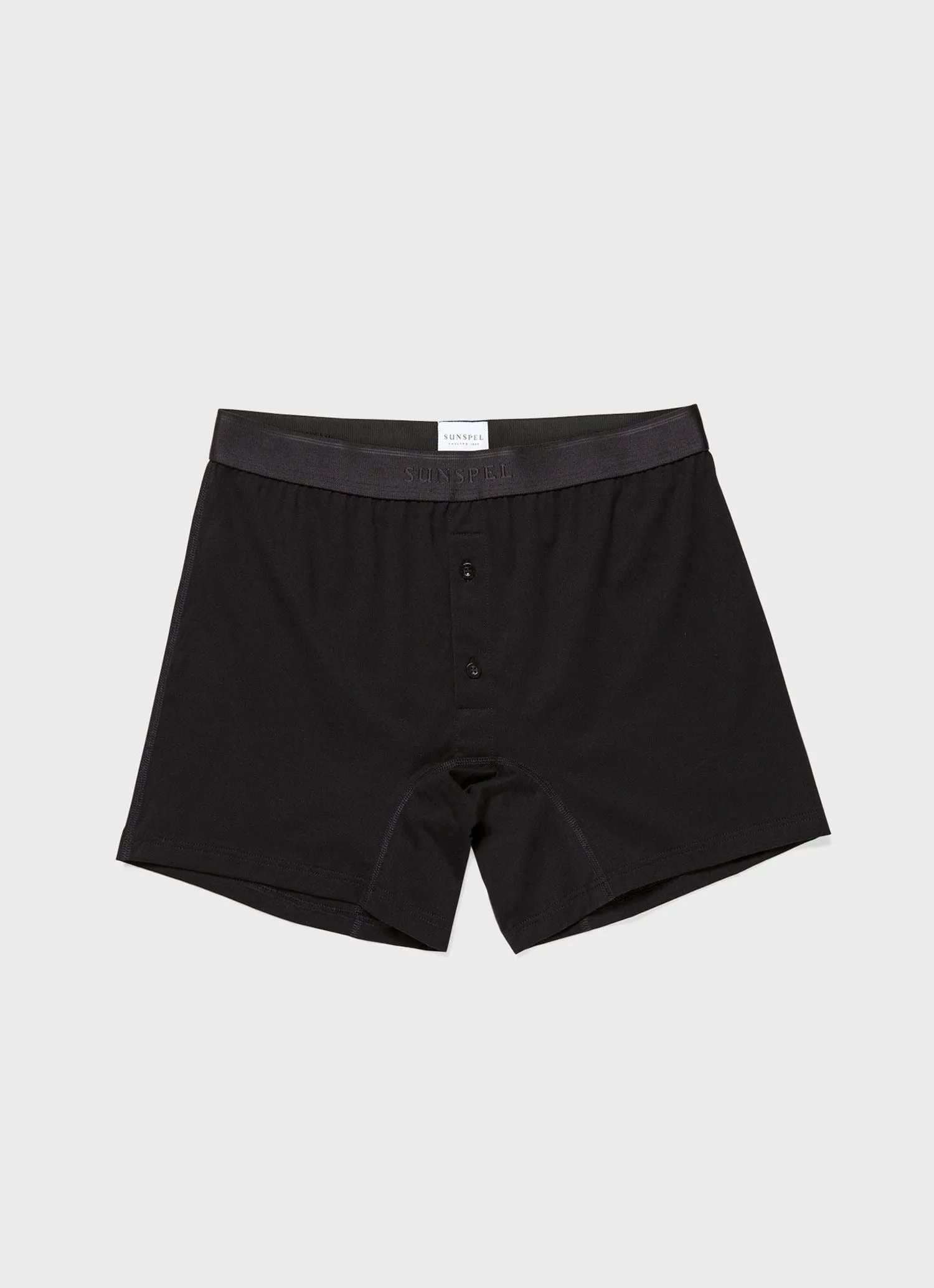 Men's Superfine Cotton Two-Button Shorts in Black