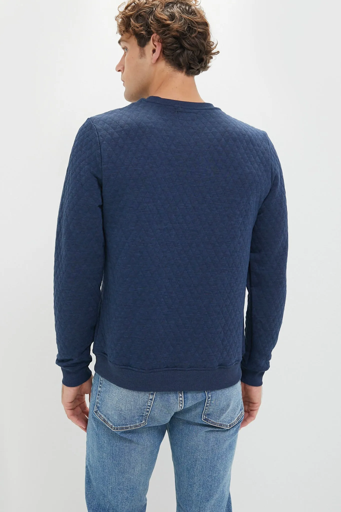 Mid Blue Corbet Quilted Crewneck Sweater