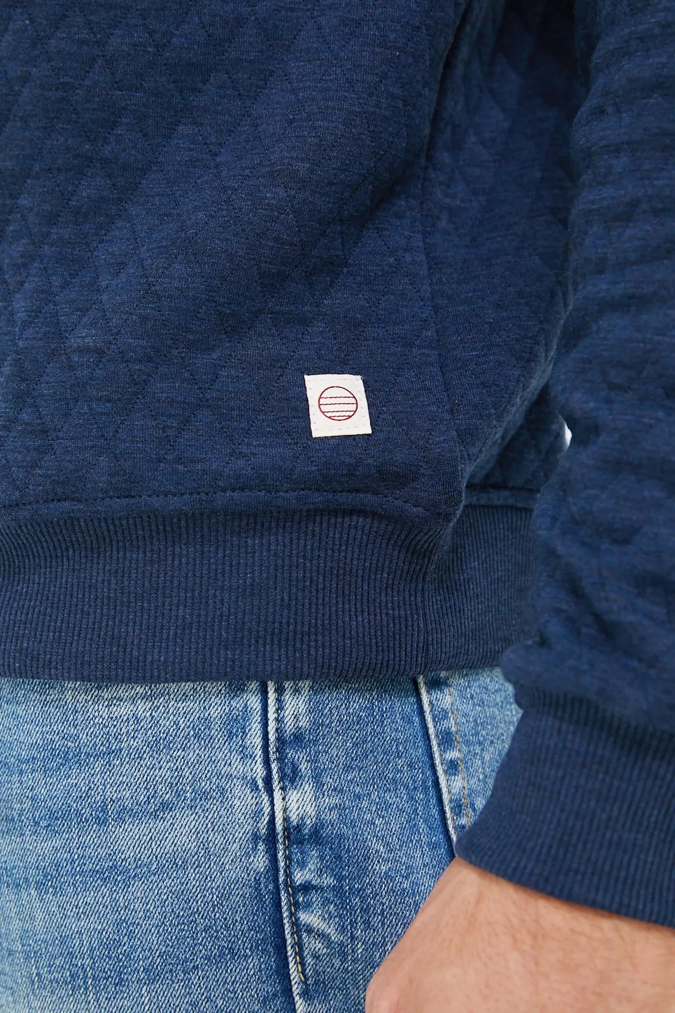 Mid Blue Corbet Quilted Crewneck Sweater