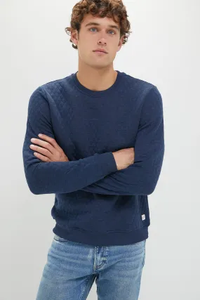 Mid Blue Corbet Quilted Crewneck Sweater