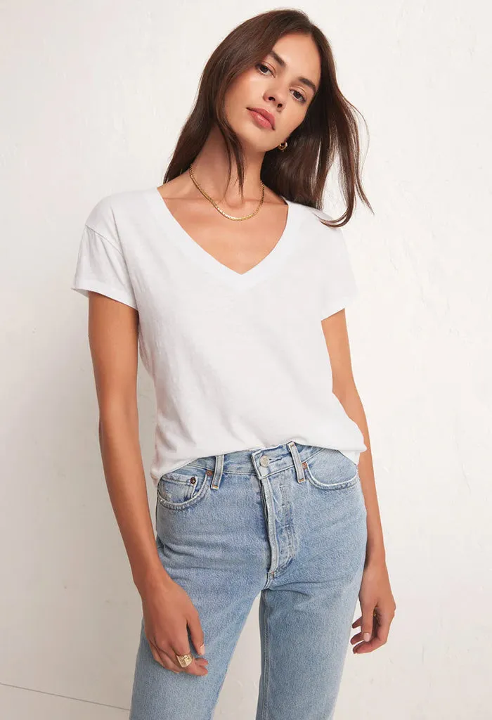 Modern V-Neck Tee-White