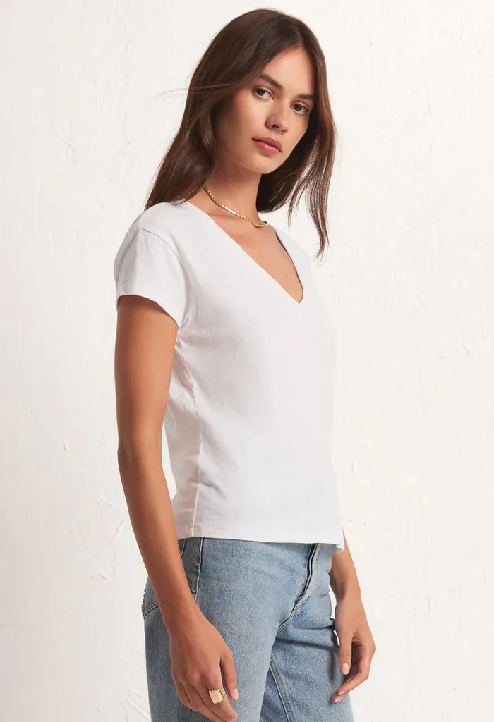 Modern V-Neck Tee-White