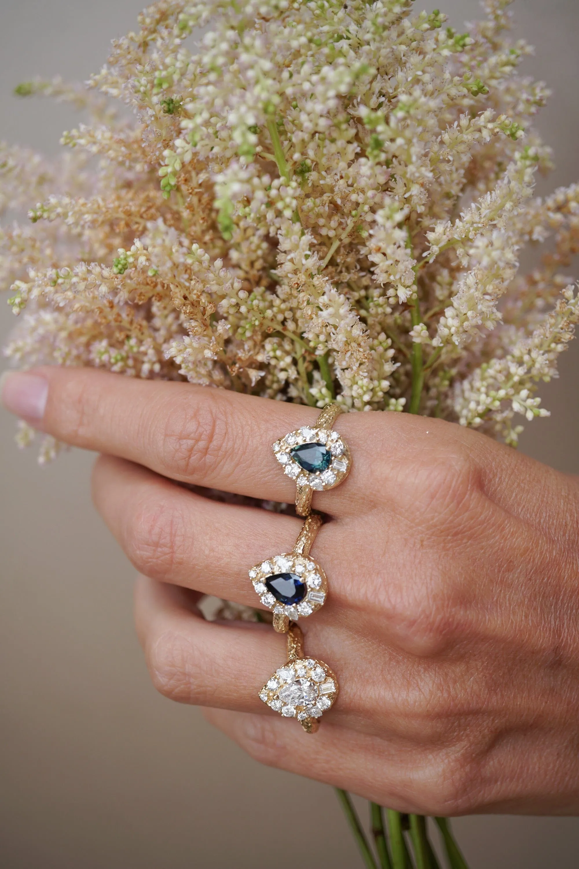 Moonscape Blue Sapphire Raindrop Ring