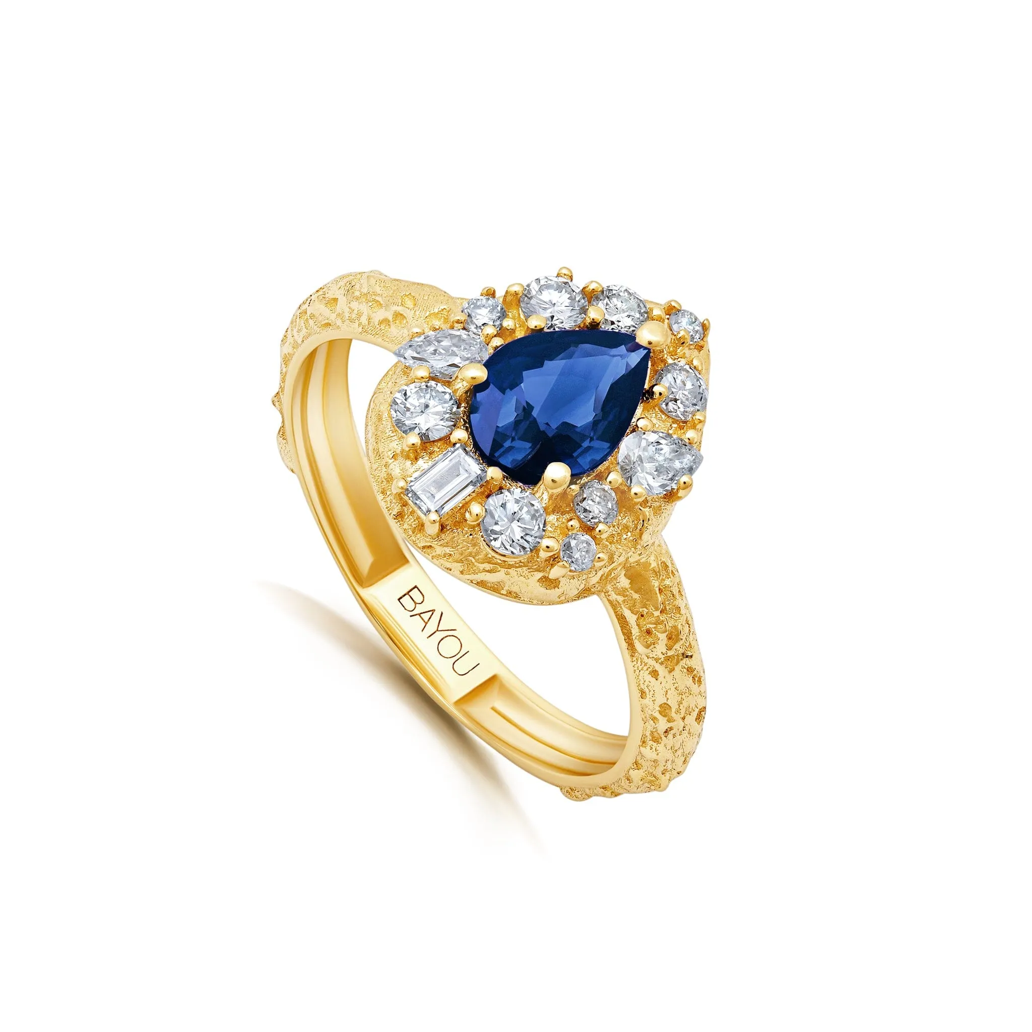 Moonscape Blue Sapphire Raindrop Ring