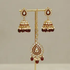 Myra Kundan Earrings And Tikka