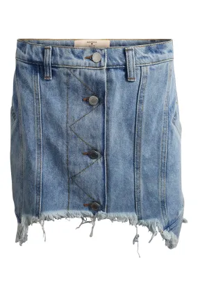 NATASHA ZINKO Light Blue Short Frayed Denim Mini Skirt (UK 06 | IT 34)