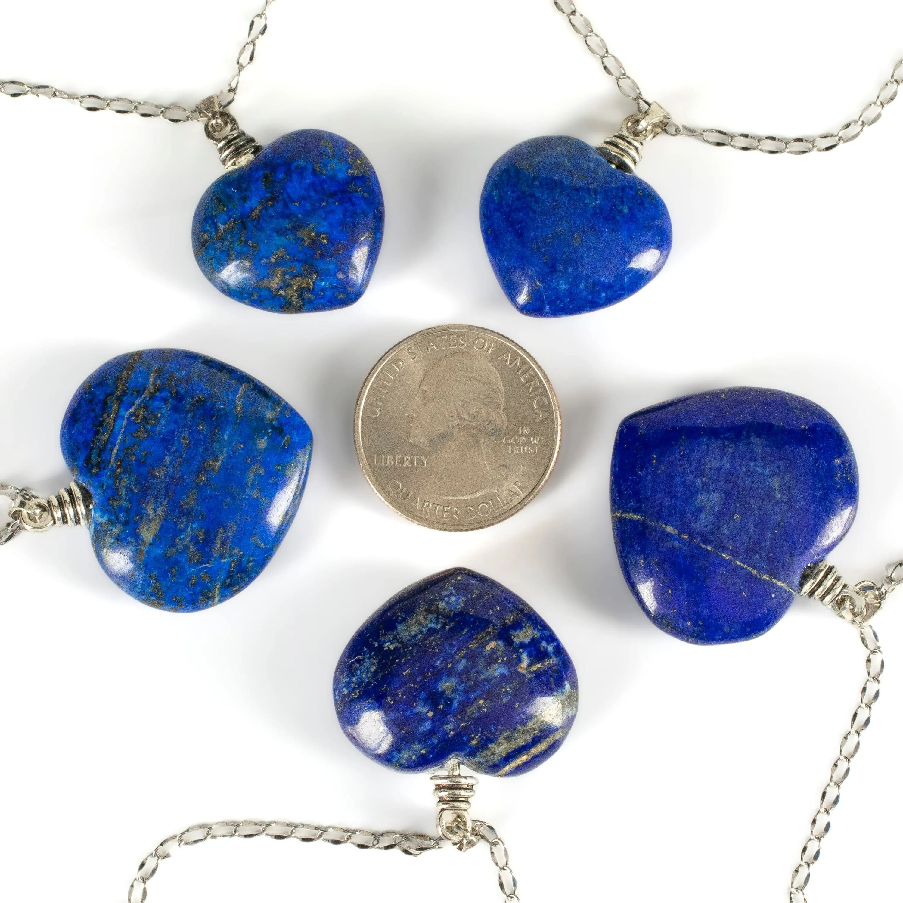 Natural Lapis Heart Pendant on Chain