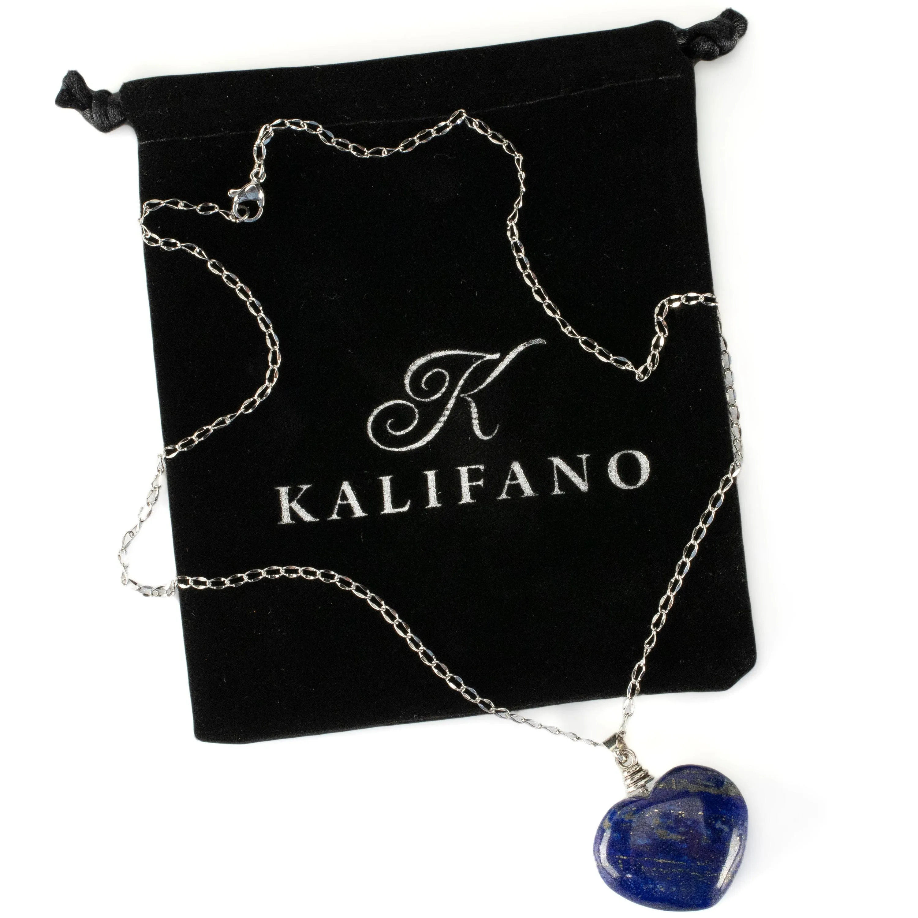 Natural Lapis Heart Pendant on Chain