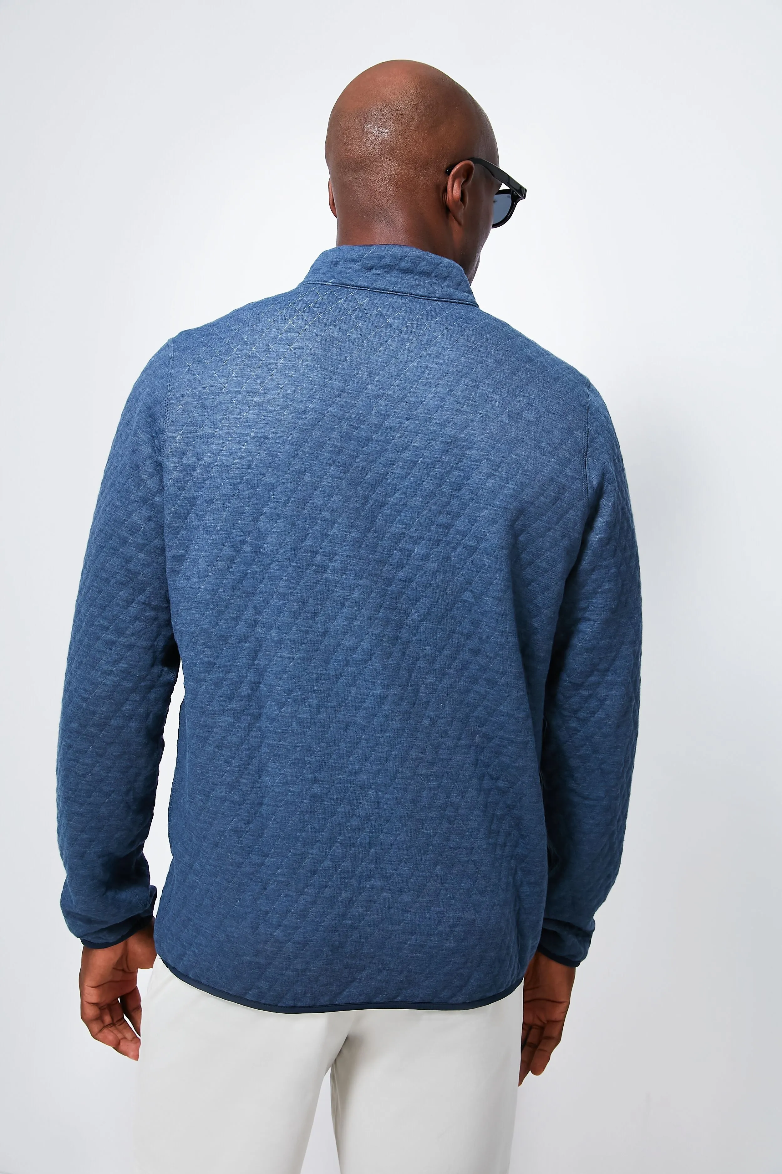 Navy Olive Heather Corbet Reversible Pullover