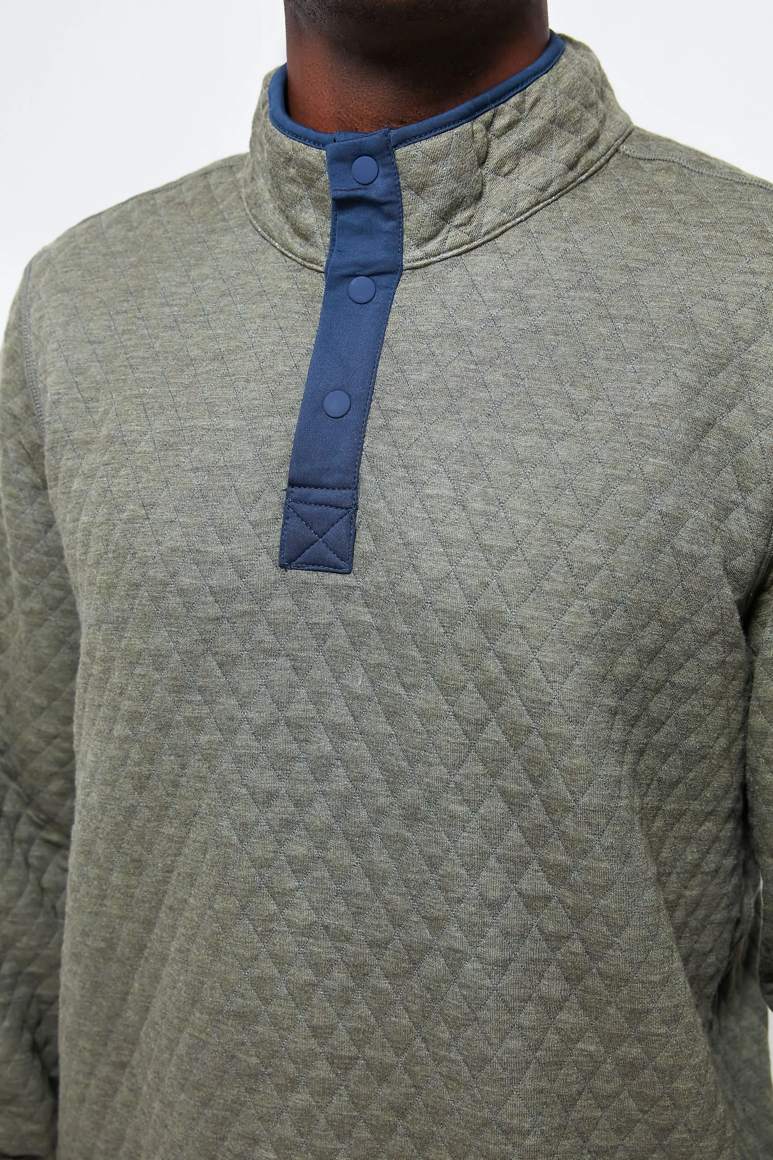 Navy Olive Heather Corbet Reversible Pullover