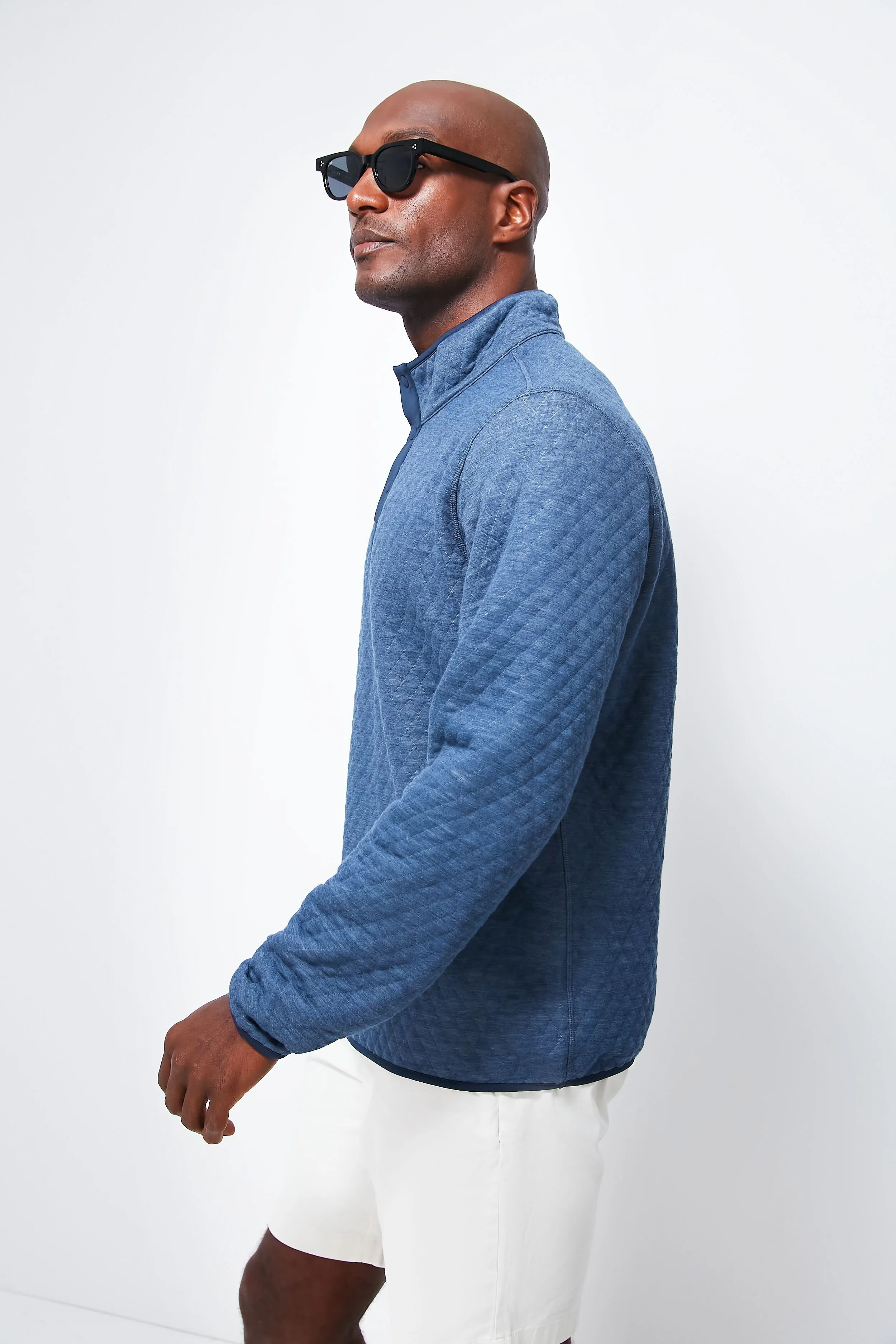 Navy Olive Heather Corbet Reversible Pullover