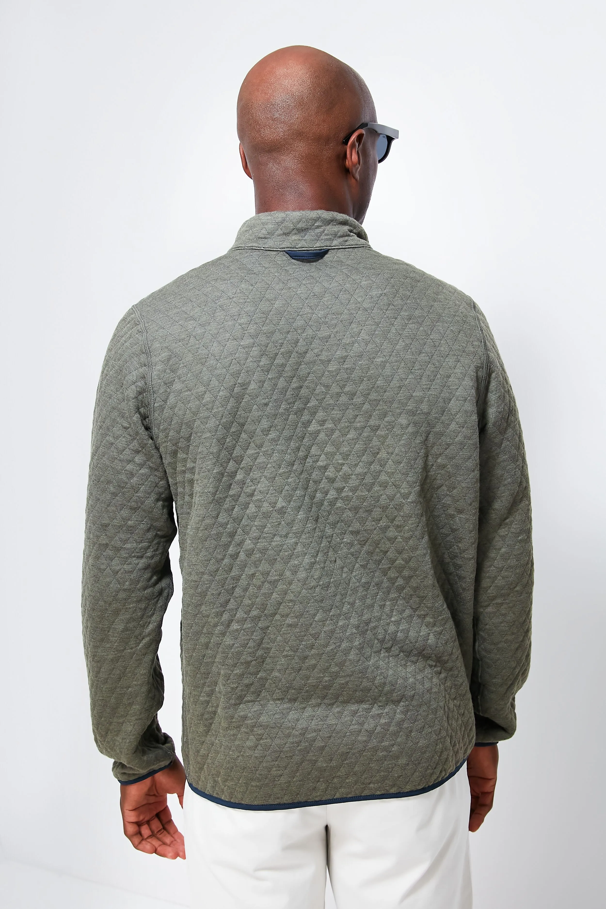 Navy Olive Heather Corbet Reversible Pullover