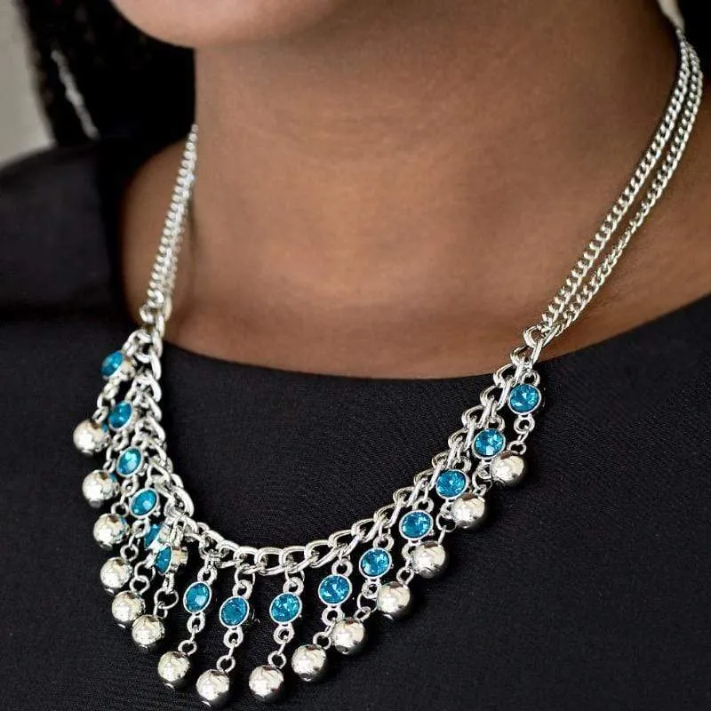 Pageant Queen Blue Gem Necklace