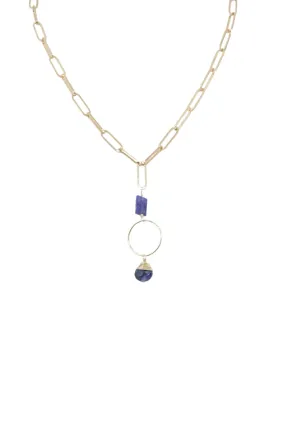 Paperclip Necklace with Sapphire Hoop Accent