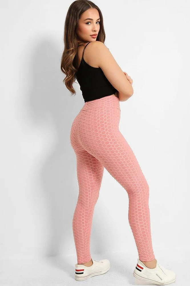 Pink High Waisted Anti-Cellulite Leggings