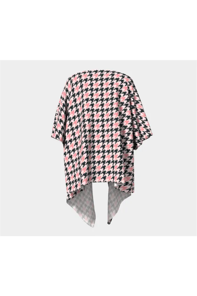 Pink Houndstooth Draped Kimono