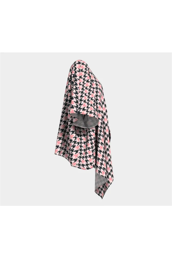 Pink Houndstooth Draped Kimono