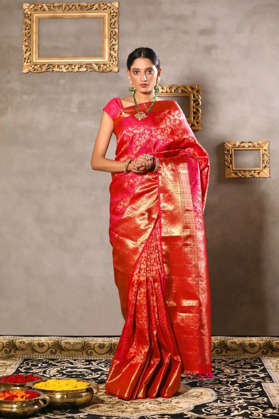 Pink kanjeevaram silk saree