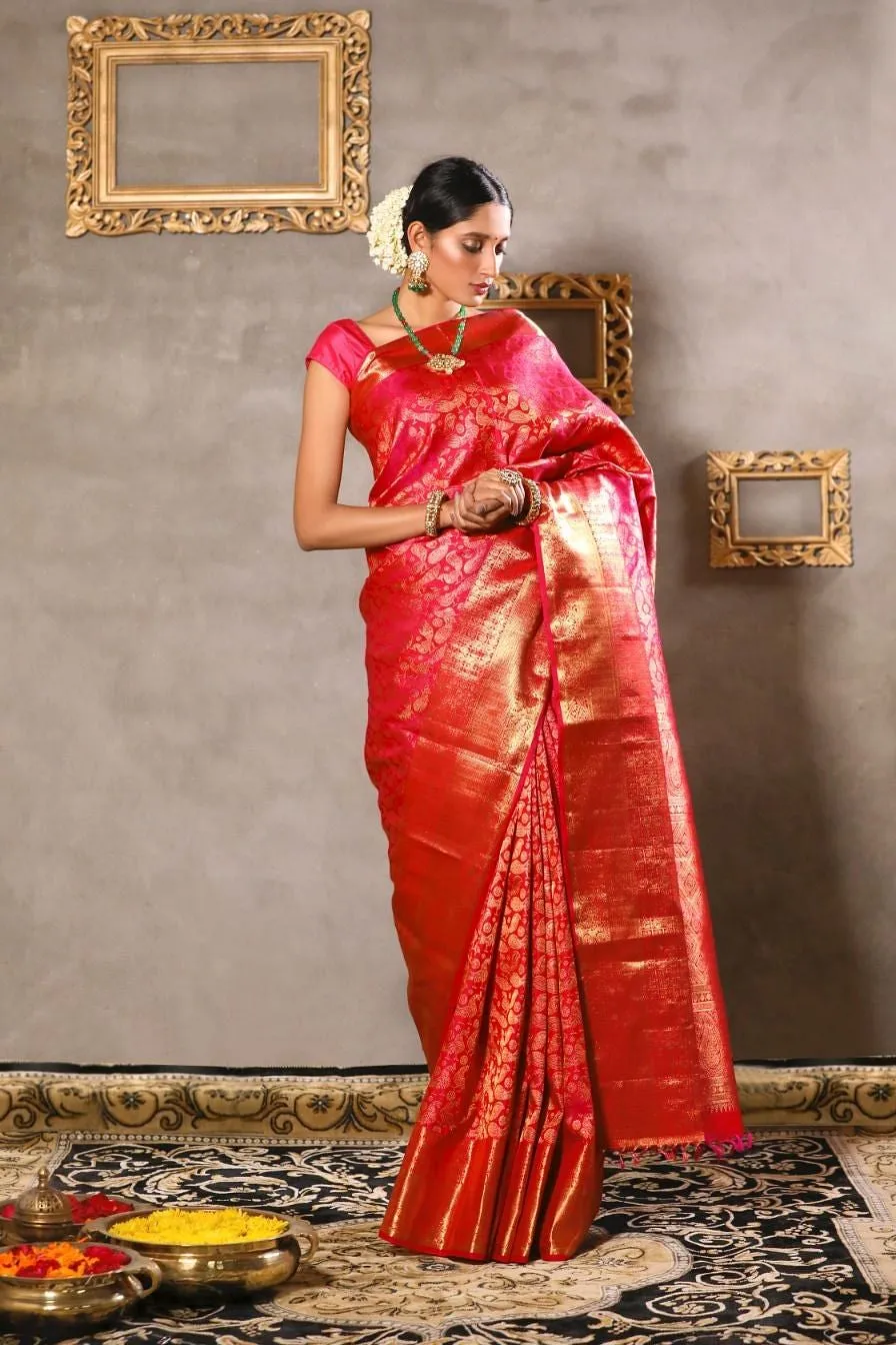 Pink kanjeevaram silk saree