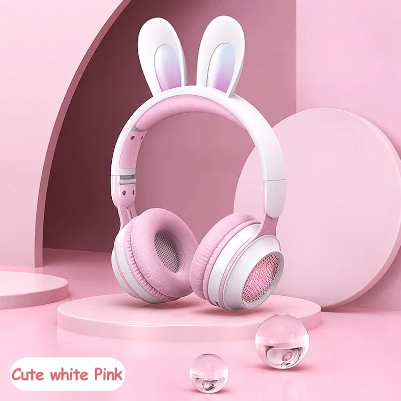 Rabbit Ear Headphones Wireless Luminous Extendable Headphones