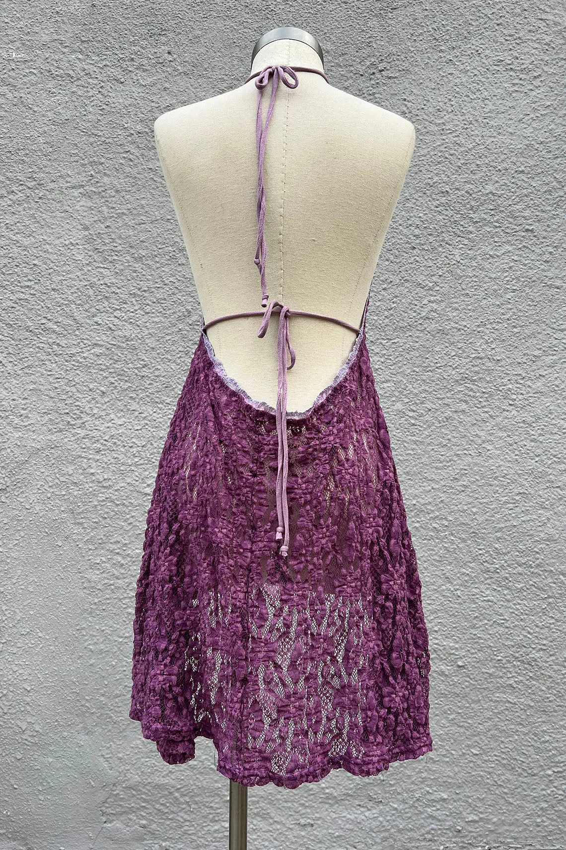 READY TO SHIP One of a Kind Upcycled Purple Lace Slip Dress