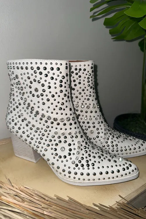 Rhinestone Cowgirl Booties - White