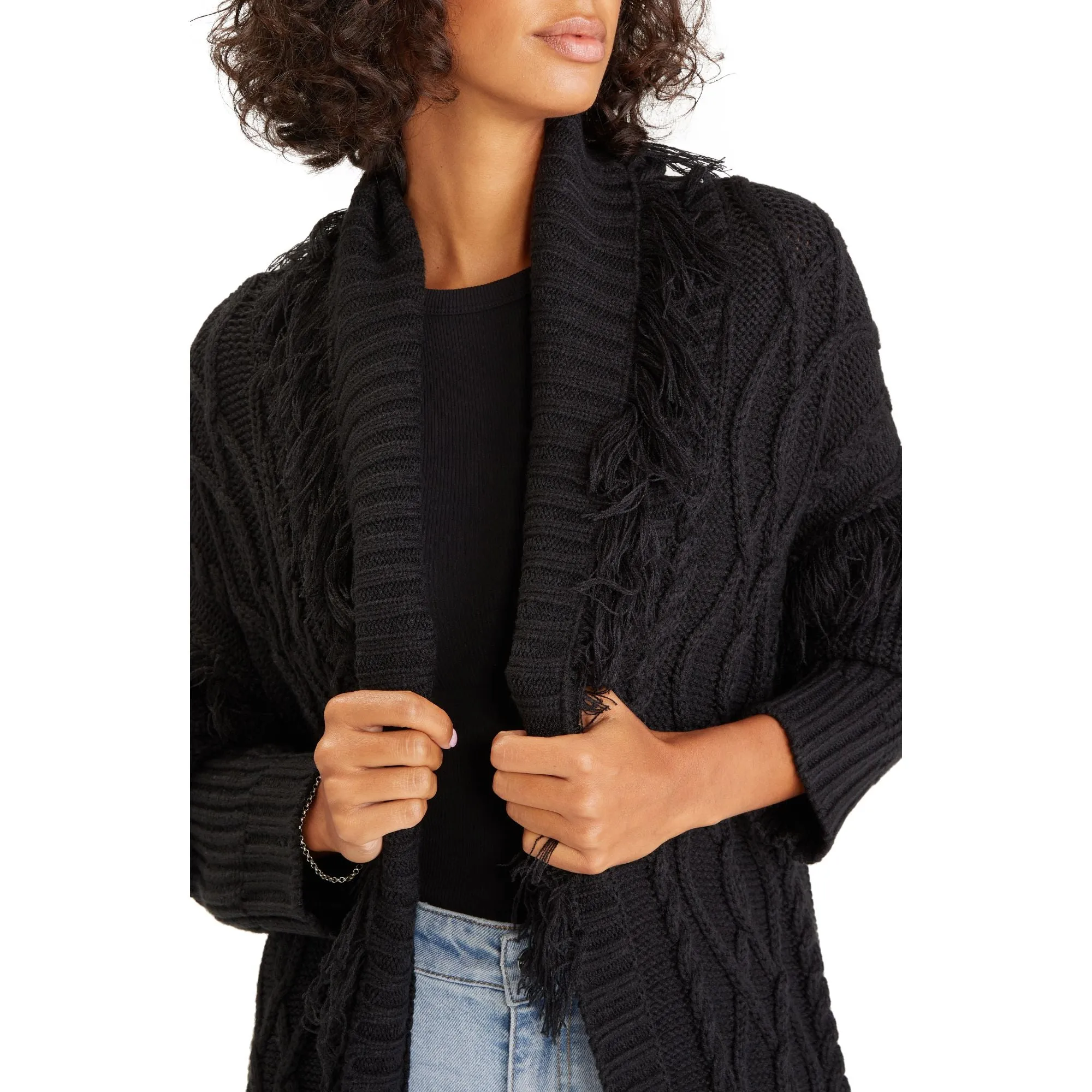 Sanctuary Women's Make Sway Fringe Cardi - BLACK