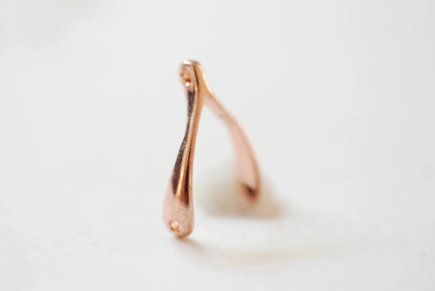 Shiny Pink Rose Gold Vermeil Wishbone Connector Charm- 18k gold over Sterling Silver Wishbone Connector Link Spacer, 2 holes wishbone, 13