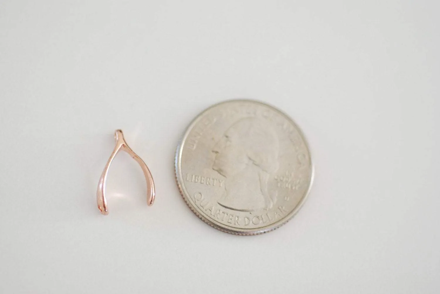 Shiny Pink Rose Gold Vermeil Wishbone Connector Charm- 18k gold over Sterling Silver Wishbone Connector Link Spacer, 2 holes wishbone, 13