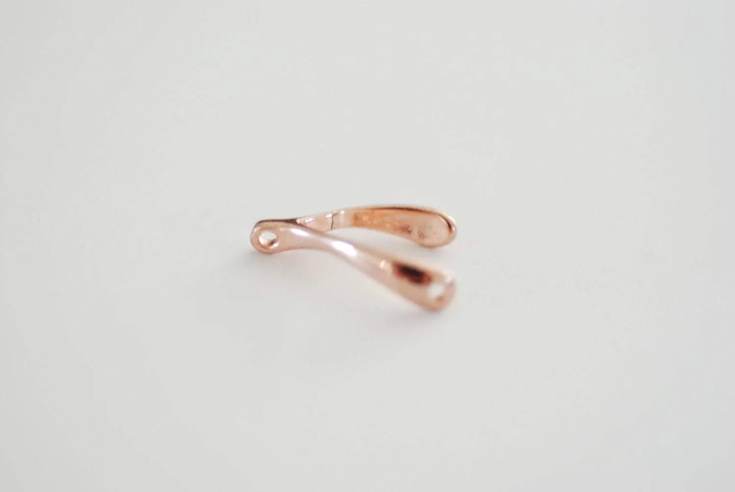 Shiny Pink Rose Gold Vermeil Wishbone Connector Charm- 18k gold over Sterling Silver Wishbone Connector Link Spacer, 2 holes wishbone, 13