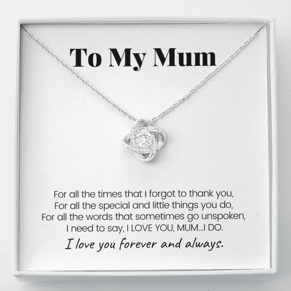 Siciry To Mum - Love Knot Necklace For Mum - I Love You Forever