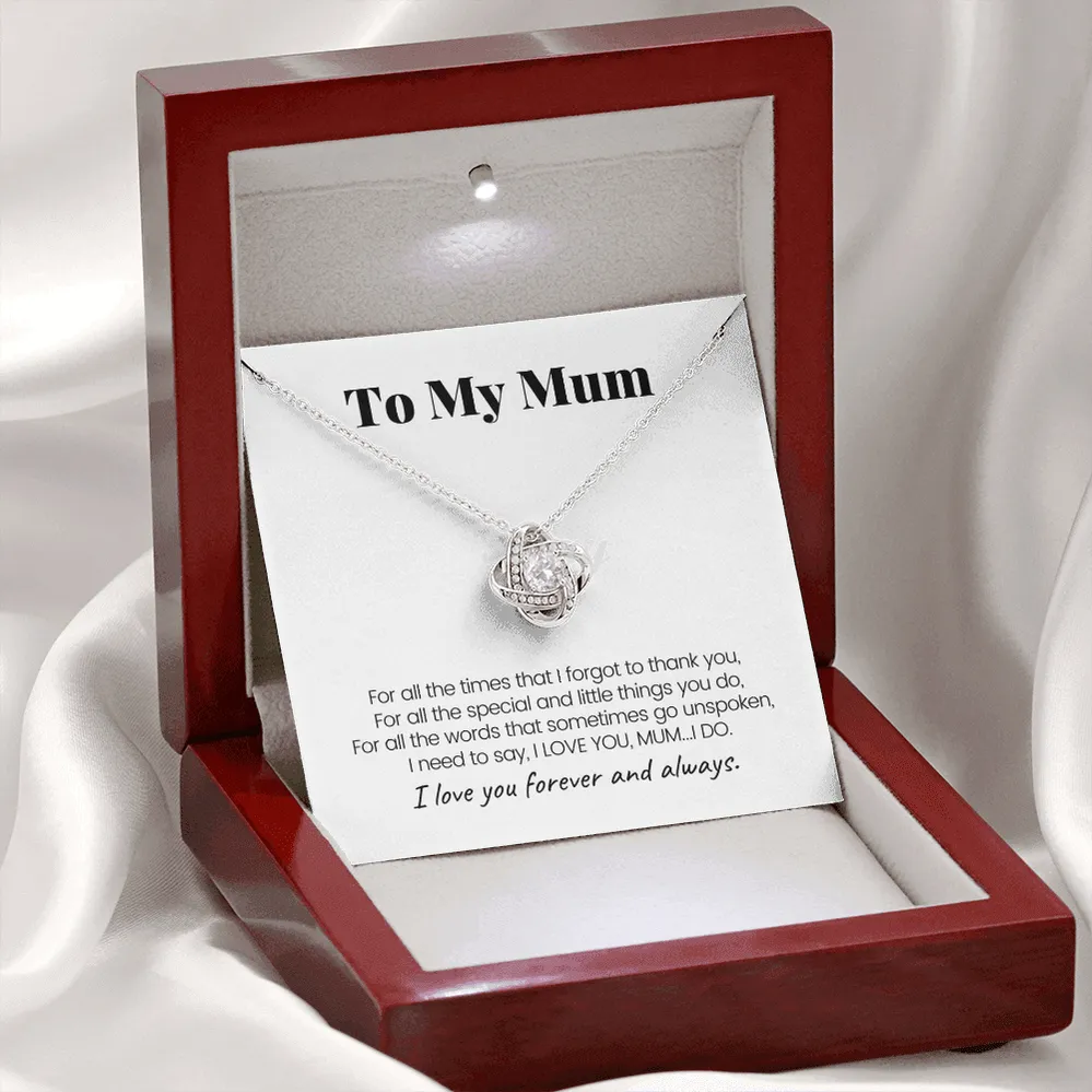 Siciry To Mum - Love Knot Necklace For Mum - I Love You Forever