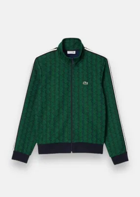 Sweat-shirt zippé Lacoste paris jacquard monogramme Vert