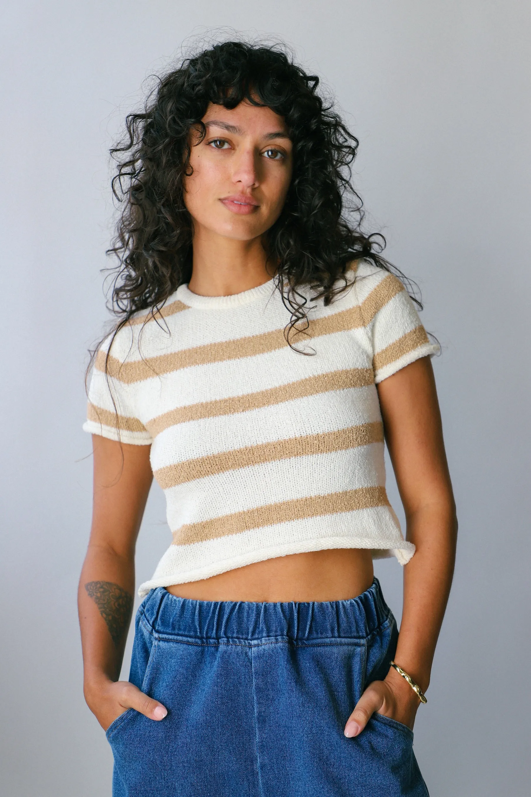 Tan Stripe Miller Top