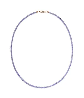 Tiny Beaded 14k Gold Necklace in Tanzanite