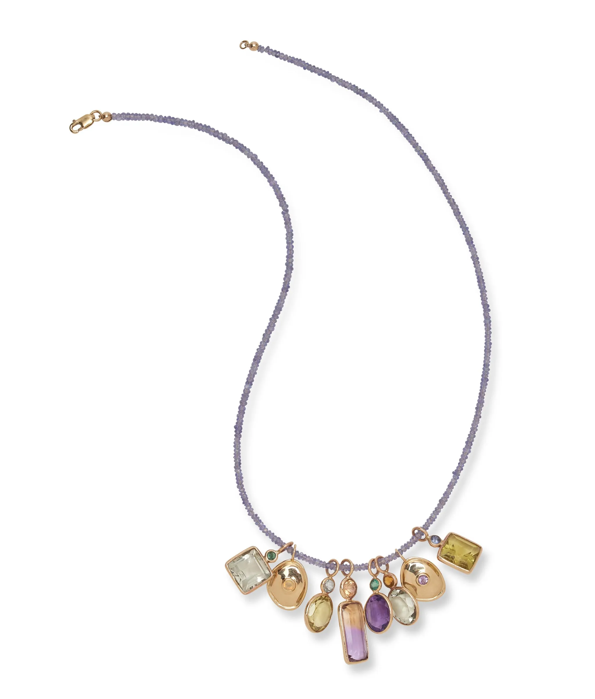 Tiny Beaded 14k Gold Necklace in Tanzanite