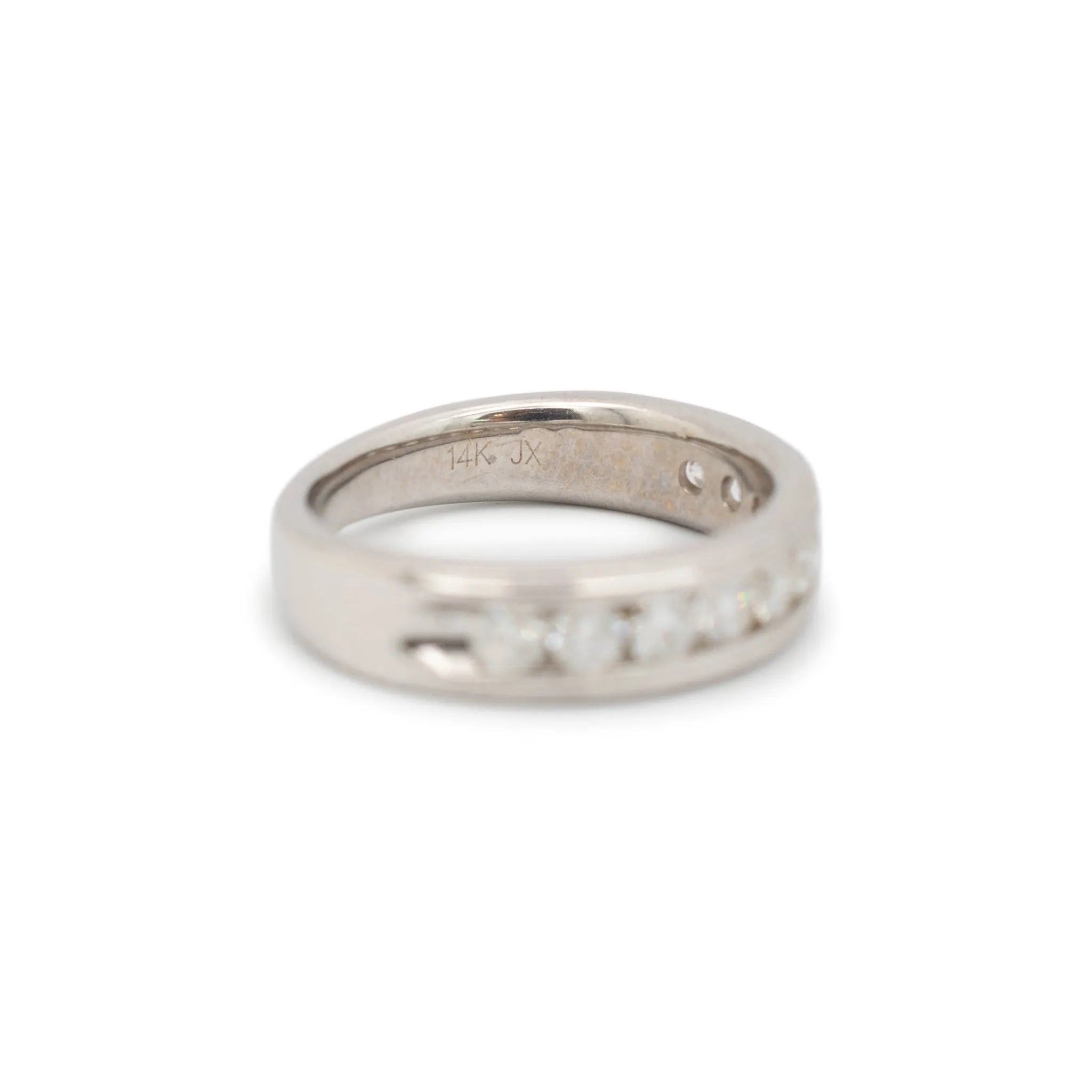 Unisex 14K White Gold Channel Diamond Wedding Band