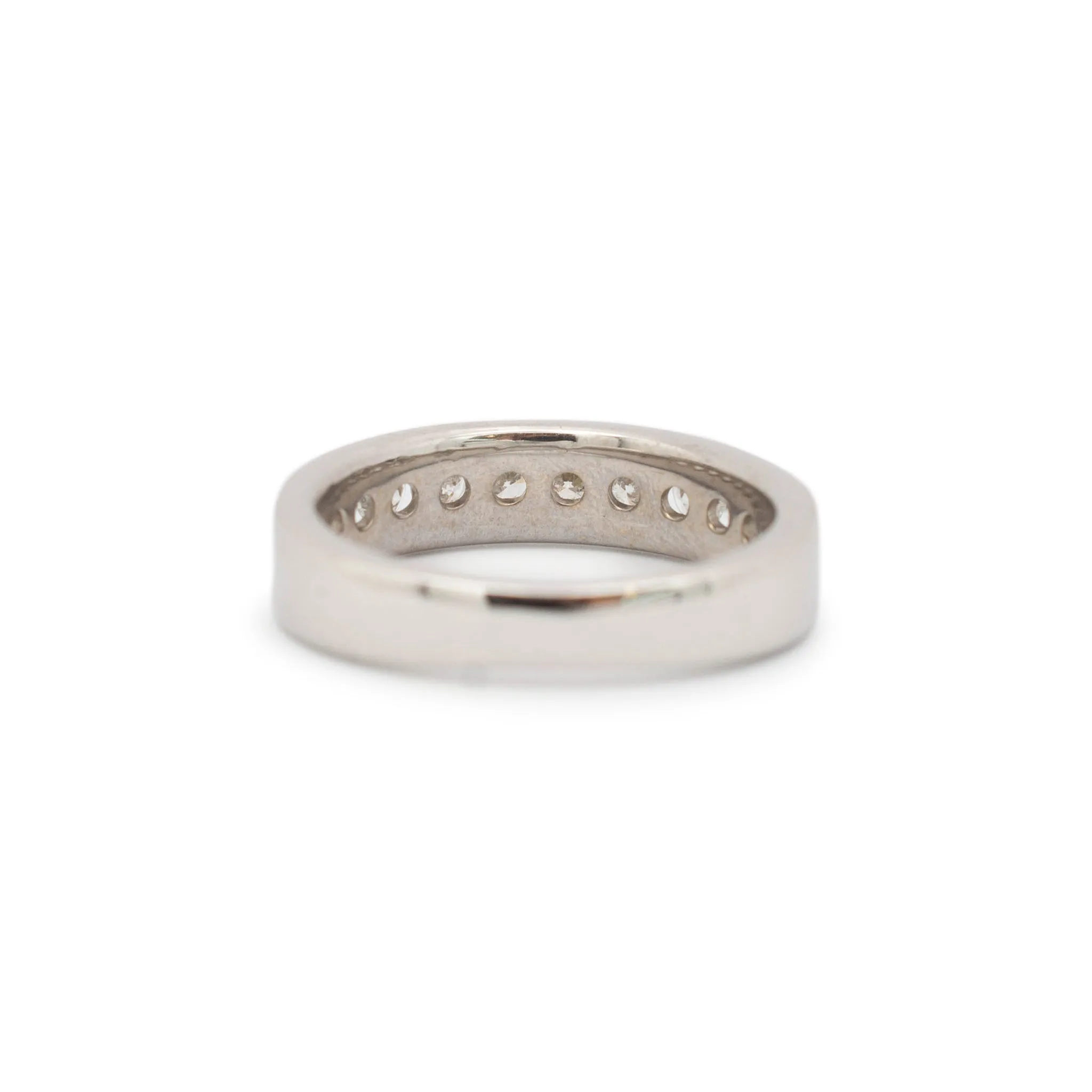 Unisex 14K White Gold Channel Diamond Wedding Band